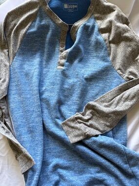 LuLaRoe Blue and Gray Long Sleeve Henley Tee